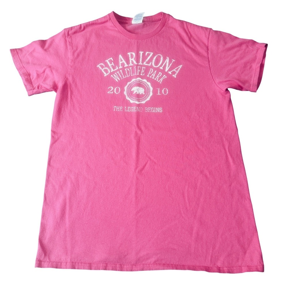 Delta Pro Weight Unisex Bearizona Wildlife Park T-Shirt Size M Pink Graphic Tee